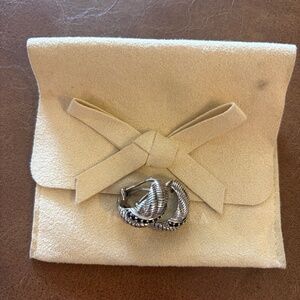 Judith Ripka Twisted Rope Design Sterling Silver Huggy Earrings